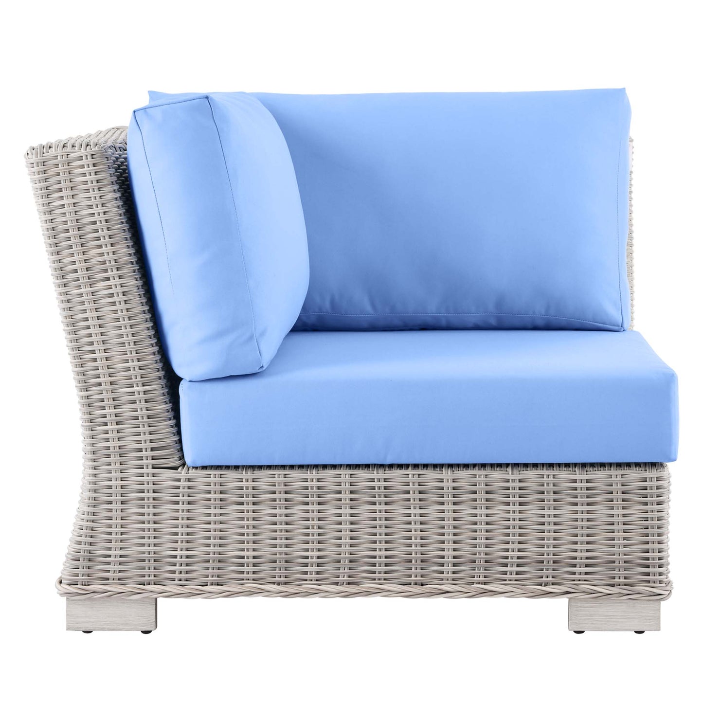 Conway Outdoor Patio Wicker Rattan Corner Chair in Light Gray Light Blue by Modway (4838)