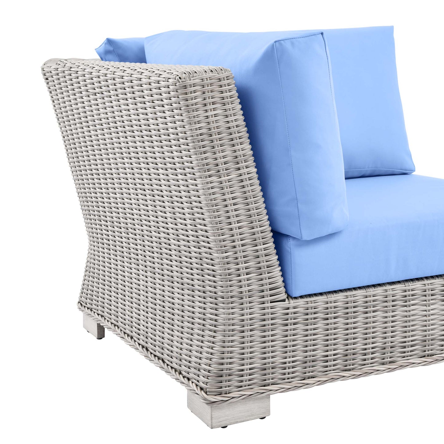 Conway Outdoor Patio Wicker Rattan Corner Chair in Light Gray Light Blue by Modway (4838)