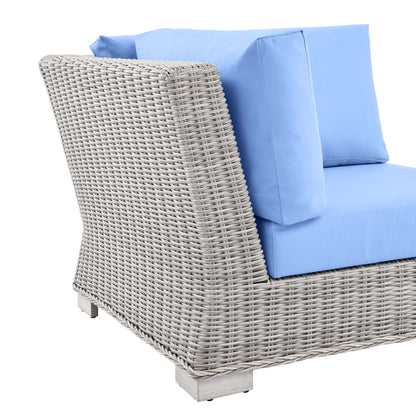 Conway Outdoor Patio Wicker Rattan Corner Chair in Light Gray Light Blue by Modway (4838)