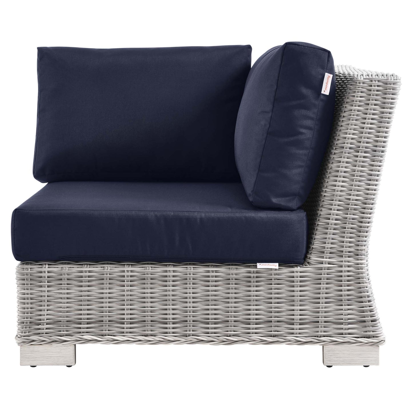 Conway Outdoor Patio Wicker Rattan Corner Chair in Light Gray Navy by Modway (4838)