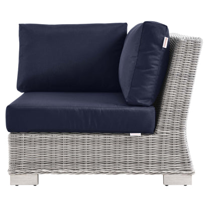 Conway Outdoor Patio Wicker Rattan Corner Chair in Light Gray Navy by Modway (4838)
