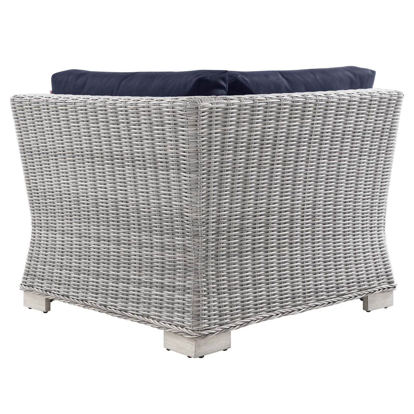 Conway Outdoor Patio Wicker Rattan Corner Chair in Light Gray Navy by Modway (4838)
