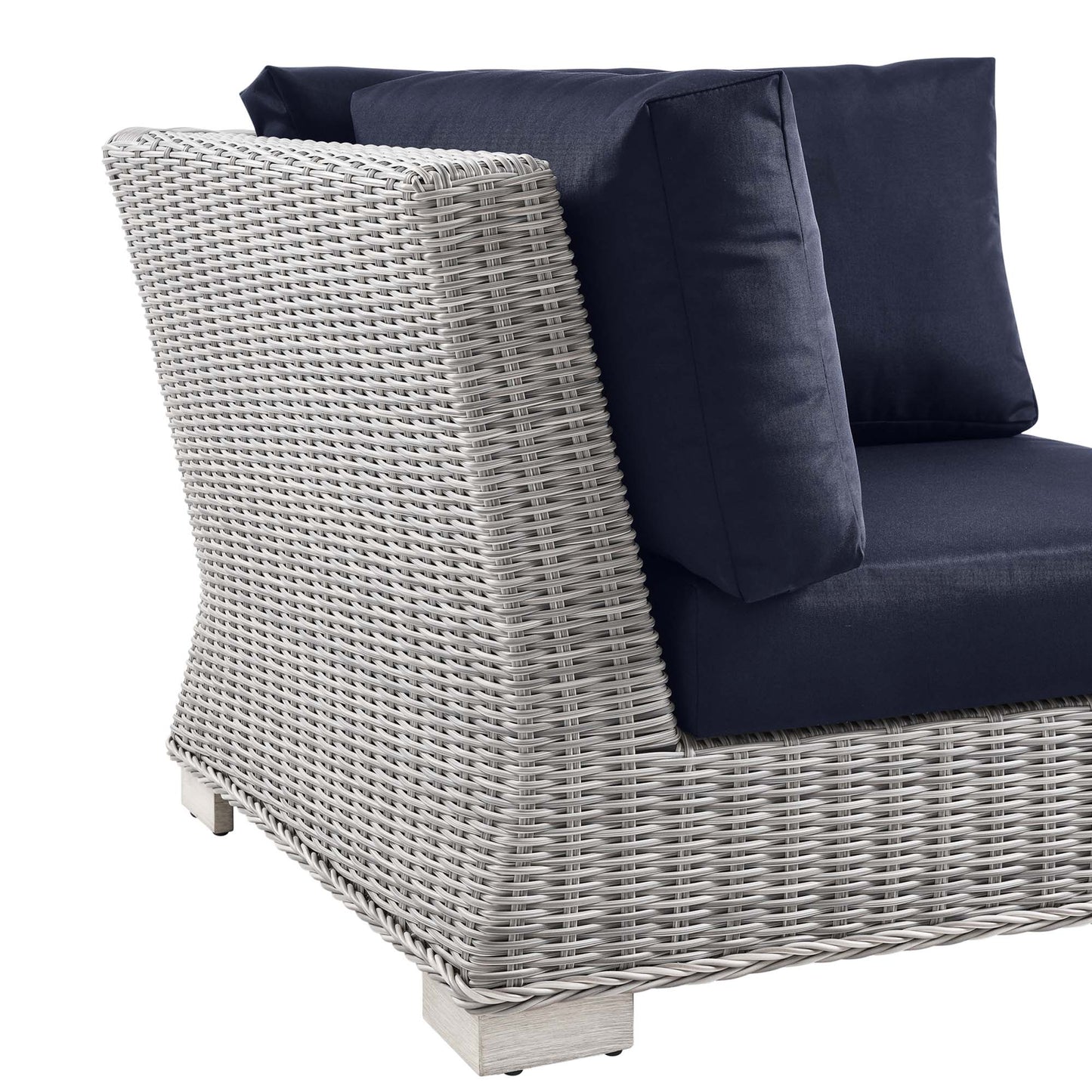 Conway Outdoor Patio Wicker Rattan Corner Chair in Light Gray Navy by Modway (4838)