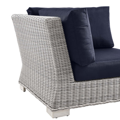 Conway Outdoor Patio Wicker Rattan Corner Chair in Light Gray Navy by Modway (4838)