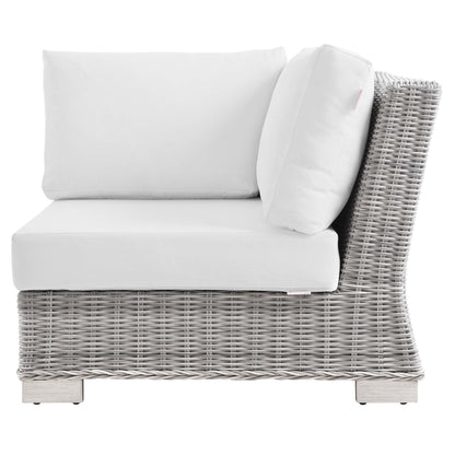 Conway Outdoor Patio Wicker Rattan Corner Chair in Light Gray White by Modway (4838)