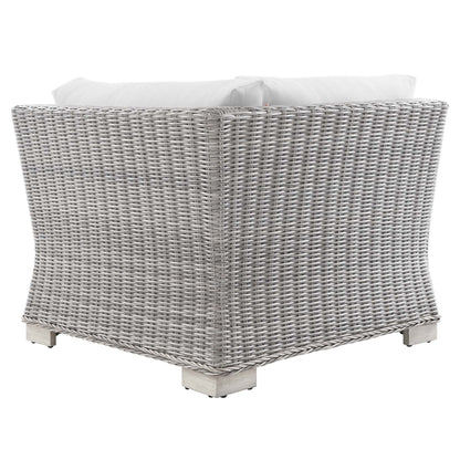 Conway Outdoor Patio Wicker Rattan Corner Chair in Light Gray White by Modway (4838)