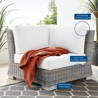 Conway Outdoor Patio Wicker Rattan Corner Chair in Light Gray White by Modway (4838)