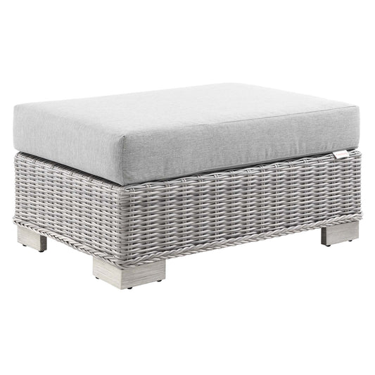 Conway Outdoor Patio Wicker Rattan Ottoman in Light Gray Gray by Modway (4839)