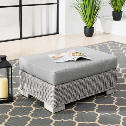 Conway Outdoor Patio Wicker Rattan Ottoman in Light Gray Gray by Modway (4839)