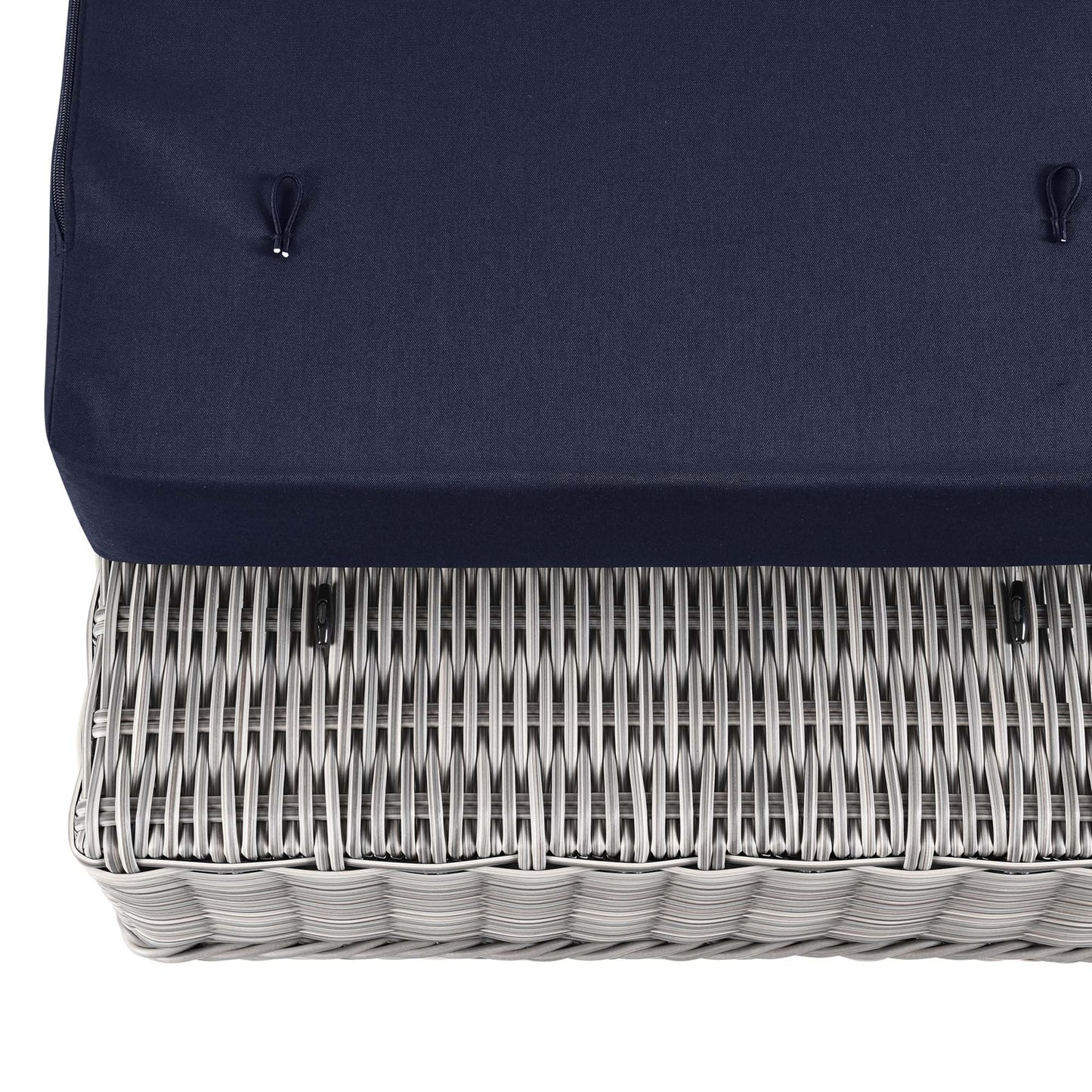 Conway Outdoor Patio Wicker Rattan Ottoman in Light Gray Navy by Modway (4839)