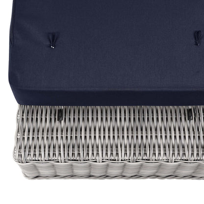 Conway Outdoor Patio Wicker Rattan Ottoman in Light Gray Navy by Modway (4839)
