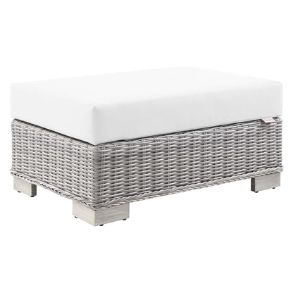 Conway Outdoor Patio Wicker Rattan Ottoman in Light Gray White by Modway (4839)