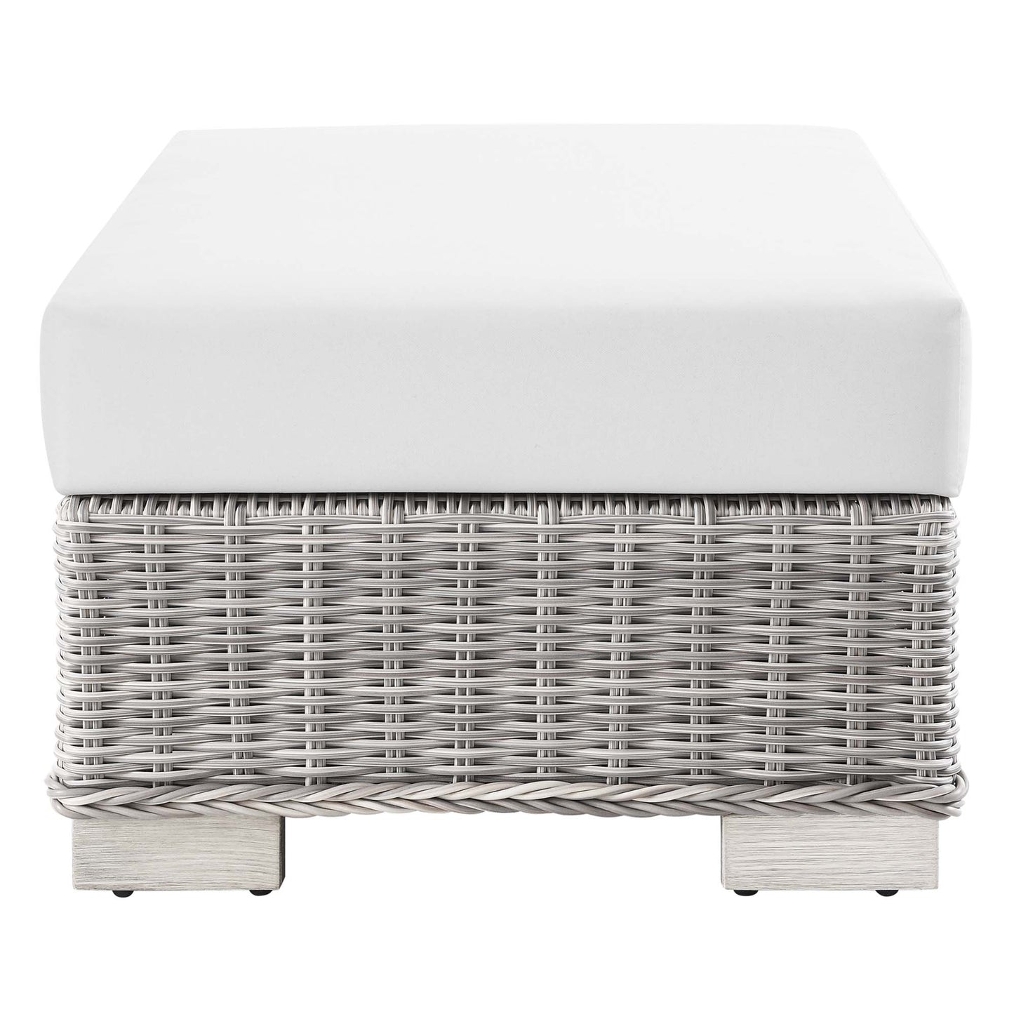 Conway Outdoor Patio Wicker Rattan Ottoman in Light Gray White by Modway (4839)