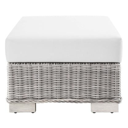 Conway Outdoor Patio Wicker Rattan Ottoman in Light Gray White by Modway (4839)