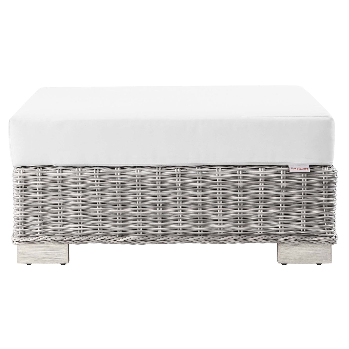 Conway Outdoor Patio Wicker Rattan Ottoman in Light Gray White by Modway (4839)