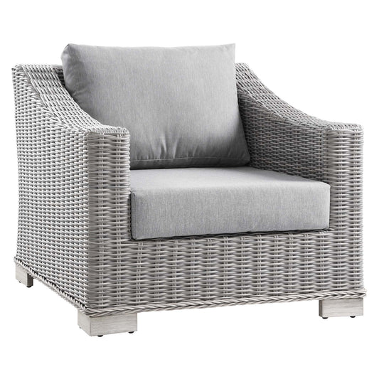 Conway Outdoor Patio Wicker Rattan Armchair in Light Gray Gray by Modway (4840)