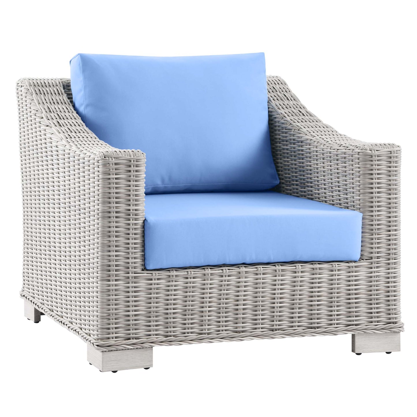 Conway Outdoor Patio Wicker Rattan Armchair in Light Gray Light Blue by Modway (4840)
