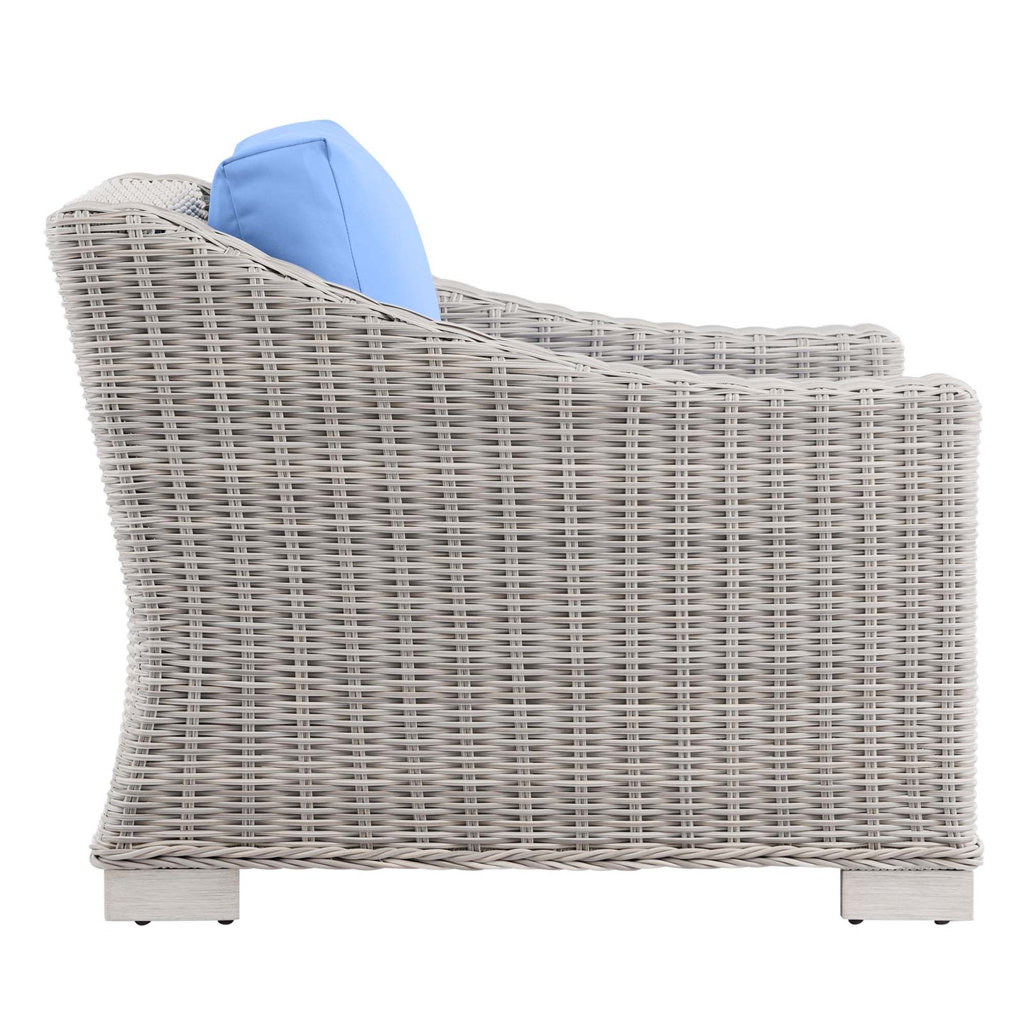 Conway Outdoor Patio Wicker Rattan Armchair in Light Gray Light Blue by Modway (4840)