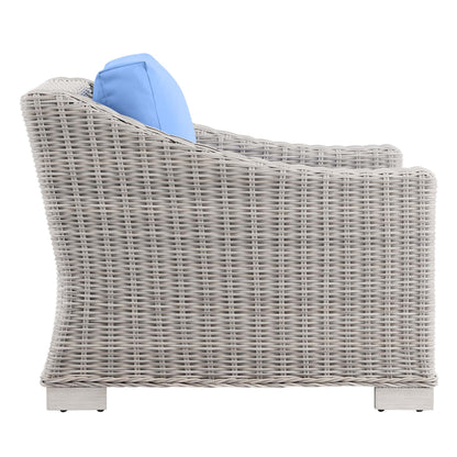 Conway Outdoor Patio Wicker Rattan Armchair in Light Gray Light Blue by Modway (4840)