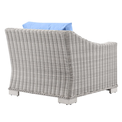 Conway Outdoor Patio Wicker Rattan Armchair in Light Gray Light Blue by Modway (4840)