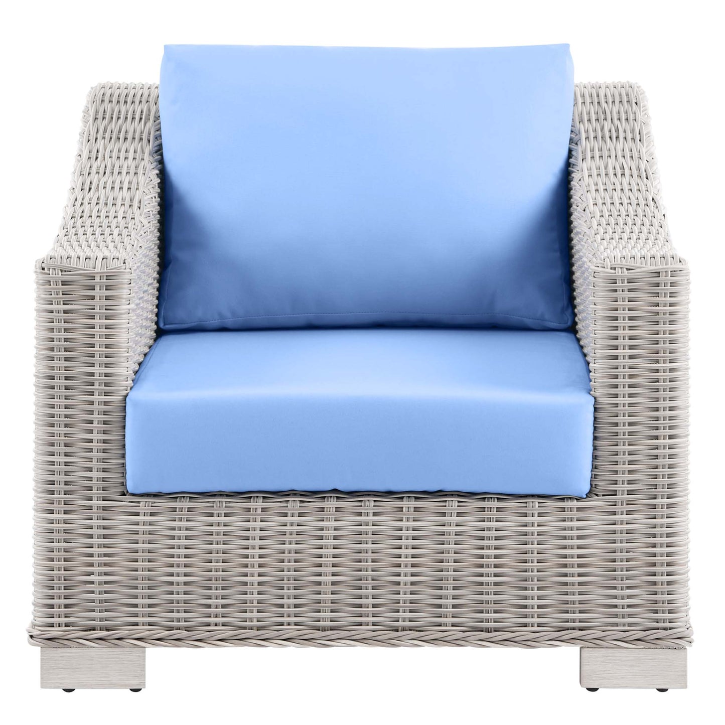 Conway Outdoor Patio Wicker Rattan Armchair in Light Gray Light Blue by Modway (4840)