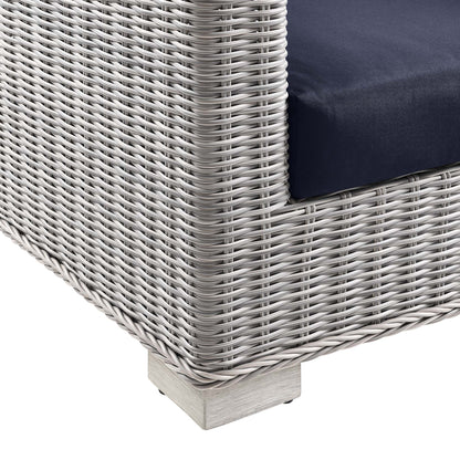 Conway Outdoor Patio Wicker Rattan Armchair in Light Gray Navy by Modway (4840)