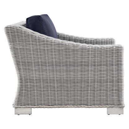 Conway Outdoor Patio Wicker Rattan Armchair in Light Gray Navy by Modway (4840)
