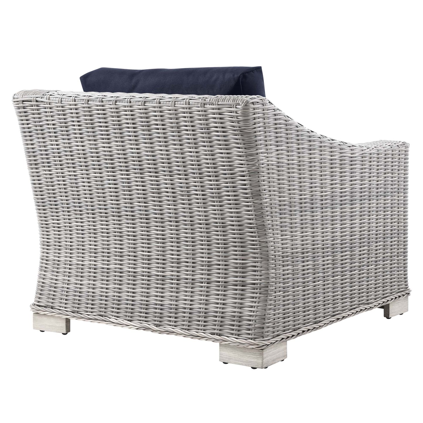 Conway Outdoor Patio Wicker Rattan Armchair in Light Gray Navy by Modway (4840)