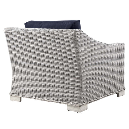 Conway Outdoor Patio Wicker Rattan Armchair in Light Gray Navy by Modway (4840)