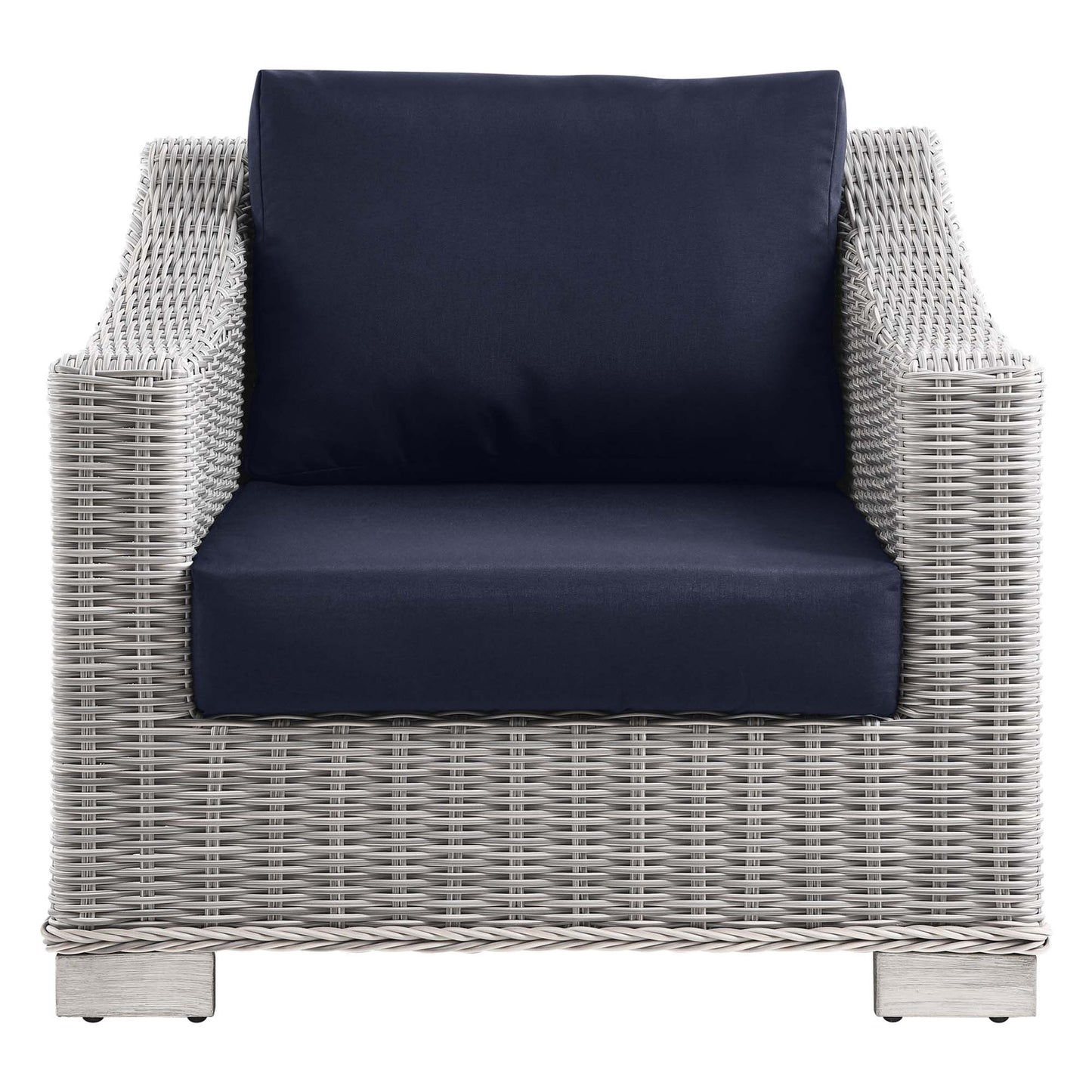 Conway Outdoor Patio Wicker Rattan Armchair in Light Gray Navy by Modway (4840)