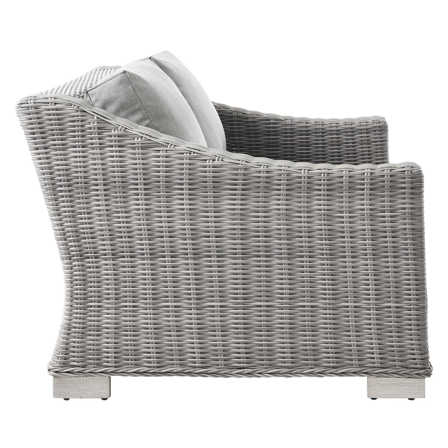 Conway Outdoor Patio Wicker Rattan Loveseat in Light Gray Gray by Modway (4841)