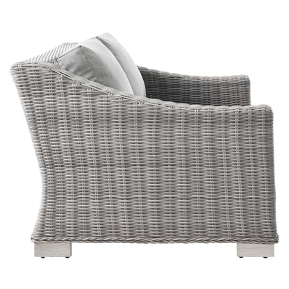 Conway Outdoor Patio Wicker Rattan Loveseat in Light Gray Gray by Modway (4841)