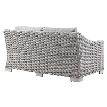 Conway Outdoor Patio Wicker Rattan Loveseat in Light Gray Gray by Modway (4841)