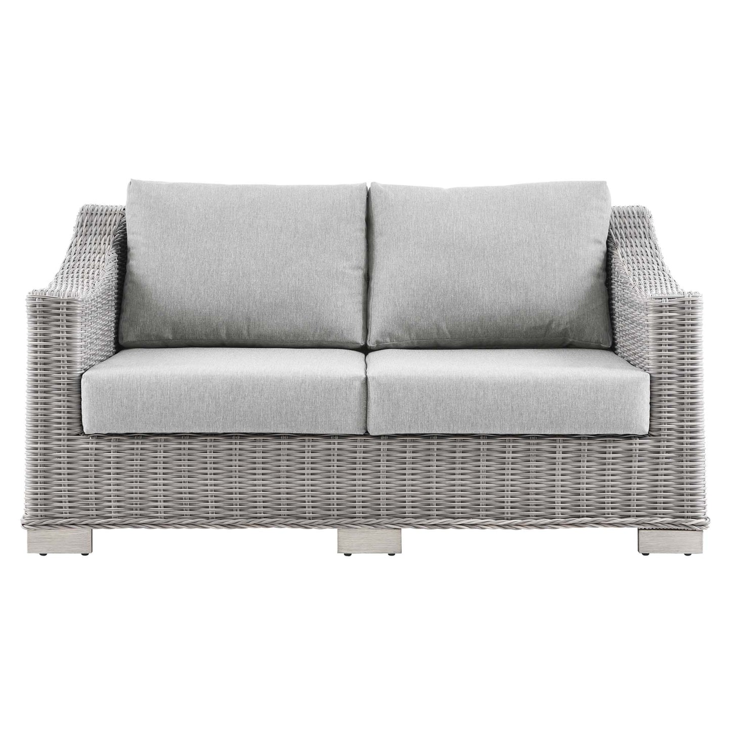 Conway Outdoor Patio Wicker Rattan Loveseat in Light Gray Gray by Modway (4841)