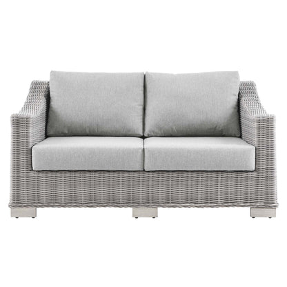 Conway Outdoor Patio Wicker Rattan Loveseat in Light Gray Gray by Modway (4841)