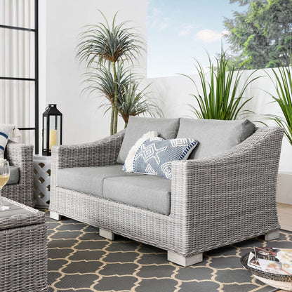 Conway Outdoor Patio Wicker Rattan Loveseat in Light Gray Gray by Modway (4841)