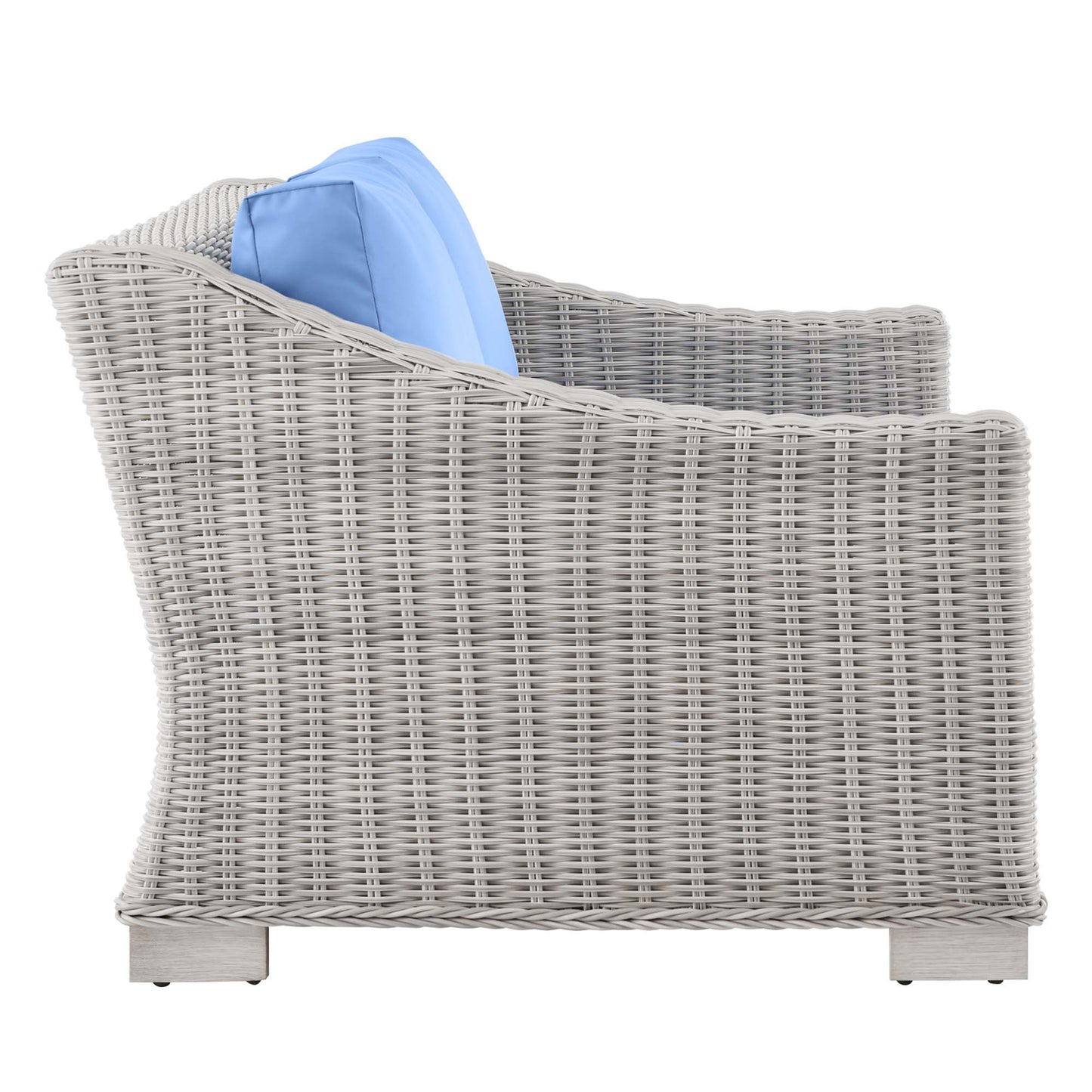 Conway Outdoor Patio Wicker Rattan Loveseat in Light Gray Light Blue by Modway (4841)