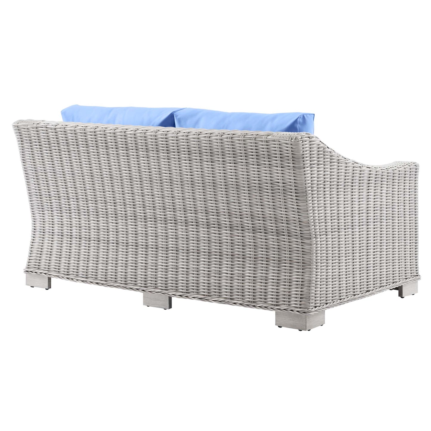 Conway Outdoor Patio Wicker Rattan Loveseat in Light Gray Light Blue by Modway (4841)