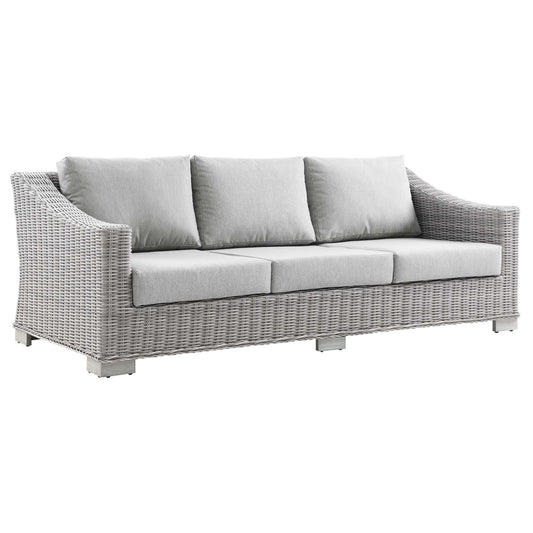 Conway Outdoor Patio Wicker Rattan Sofa in Light Gray Gray by Modway (4842)