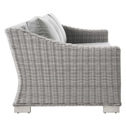 Conway Outdoor Patio Wicker Rattan Sofa in Light Gray Gray by Modway (4842)