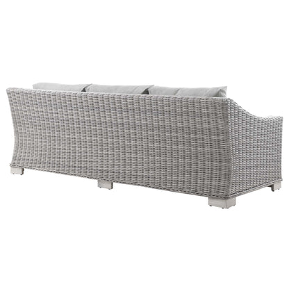 Conway Outdoor Patio Wicker Rattan Sofa in Light Gray Gray by Modway (4842)