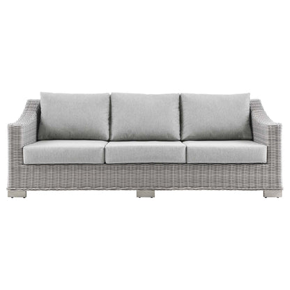 Conway Outdoor Patio Wicker Rattan Sofa in Light Gray Gray by Modway (4842)