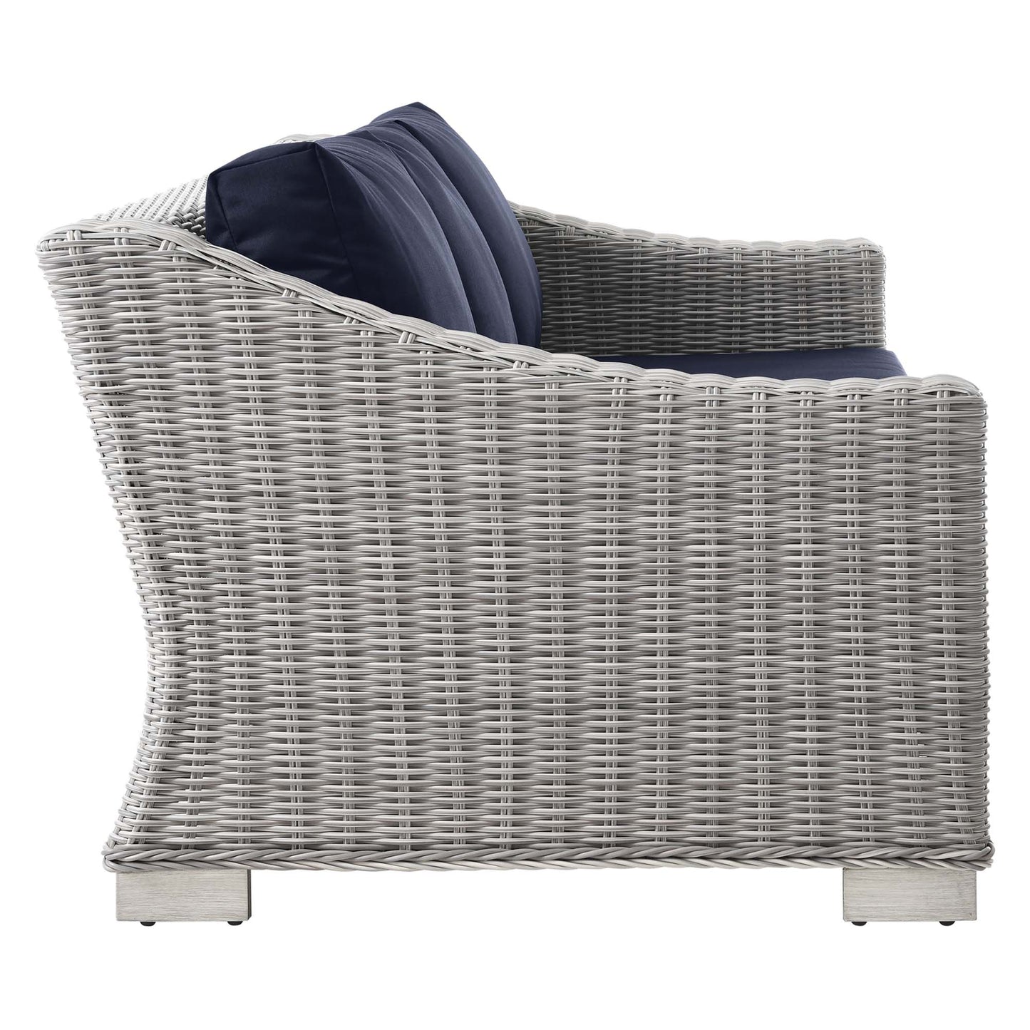 Conway Outdoor Patio Wicker Rattan Sofa in Light Gray Navy by Modway (4842)