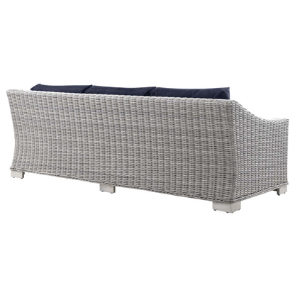 Conway Outdoor Patio Wicker Rattan Sofa in Light Gray Navy by Modway (4842)
