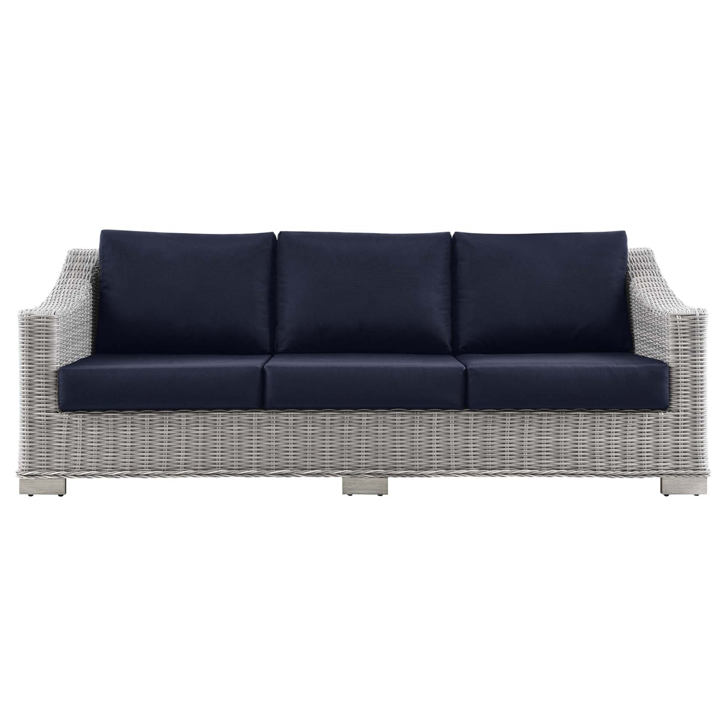 Conway Outdoor Patio Wicker Rattan Sofa in Light Gray Navy by Modway (4842)