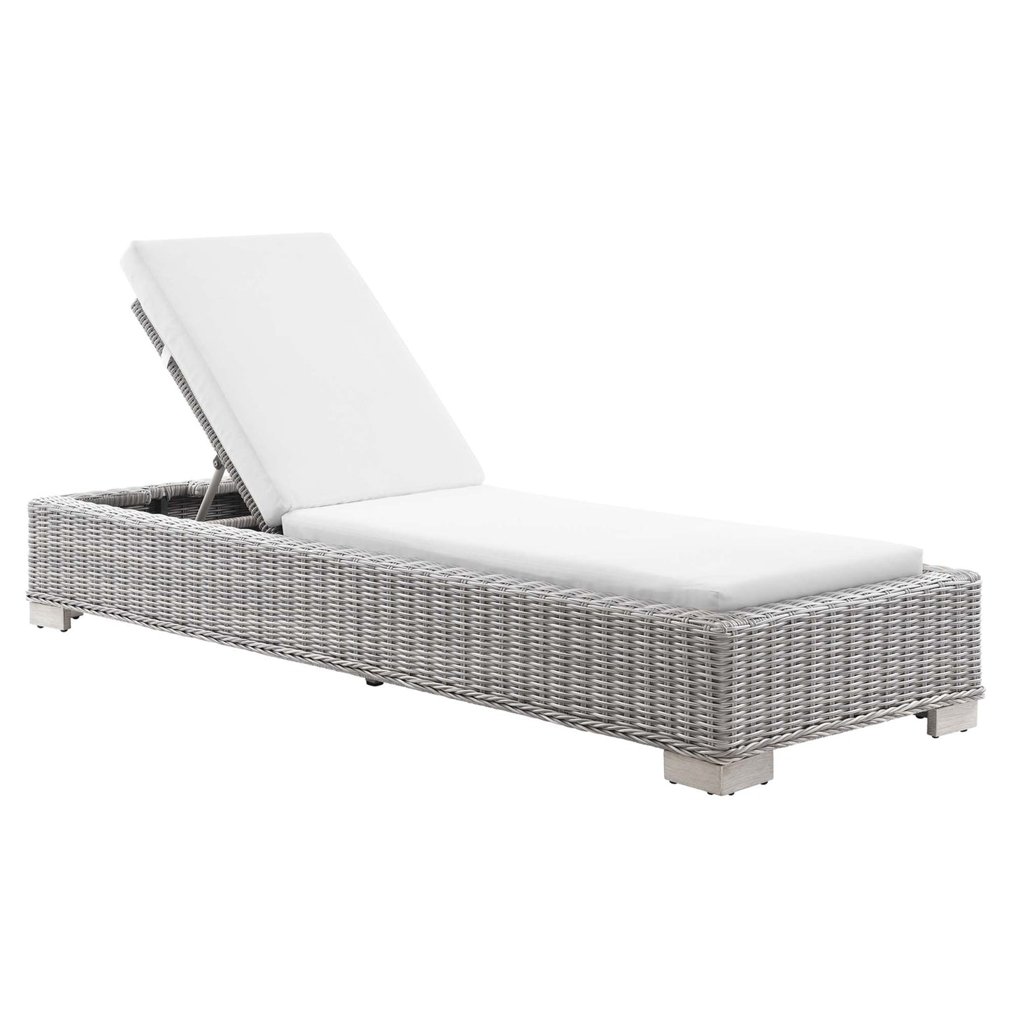 Conway Outdoor Patio Wicker Rattan Chaise Lounge in Light Gray White by Modway (4843)