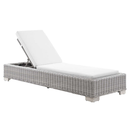 Conway Outdoor Patio Wicker Rattan Chaise Lounge in Light Gray White by Modway (4843)