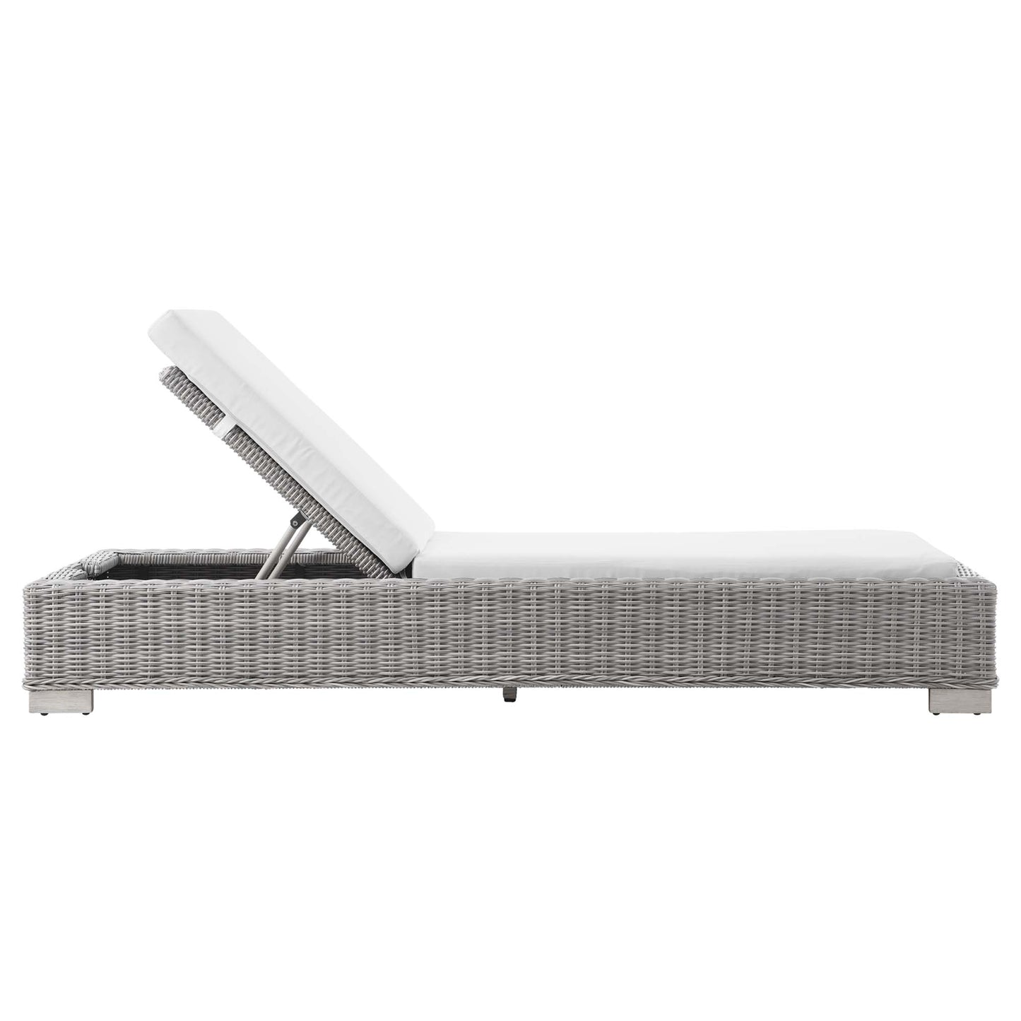 Conway Outdoor Patio Wicker Rattan Chaise Lounge in Light Gray White by Modway (4843)