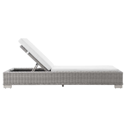 Conway Outdoor Patio Wicker Rattan Chaise Lounge in Light Gray White by Modway (4843)