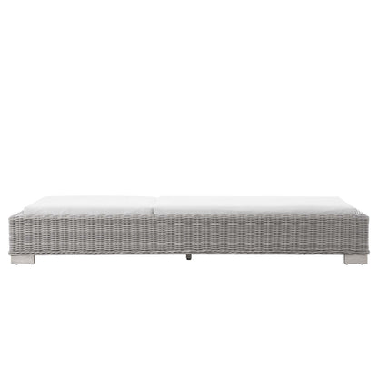 Conway Outdoor Patio Wicker Rattan Chaise Lounge in Light Gray White by Modway (4843)